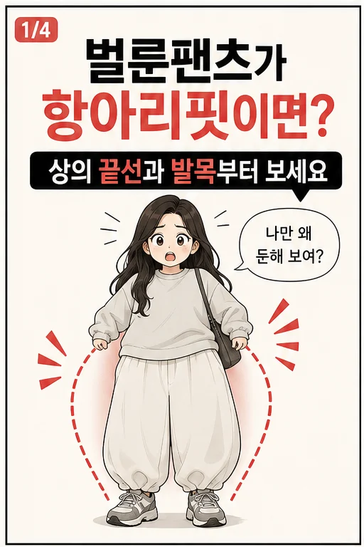 벌룬팬츠 코디 부해 보임, 항아리핏 되기 전 볼 4가지 스타일요정 미미 4컷
