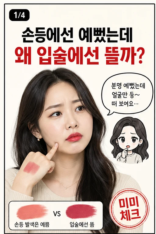 퍼스널컬러 립 발색, 손등만 믿고 샀다가 얼굴 뜨기 전 볼 4가지 스타일요정 미미 4컷