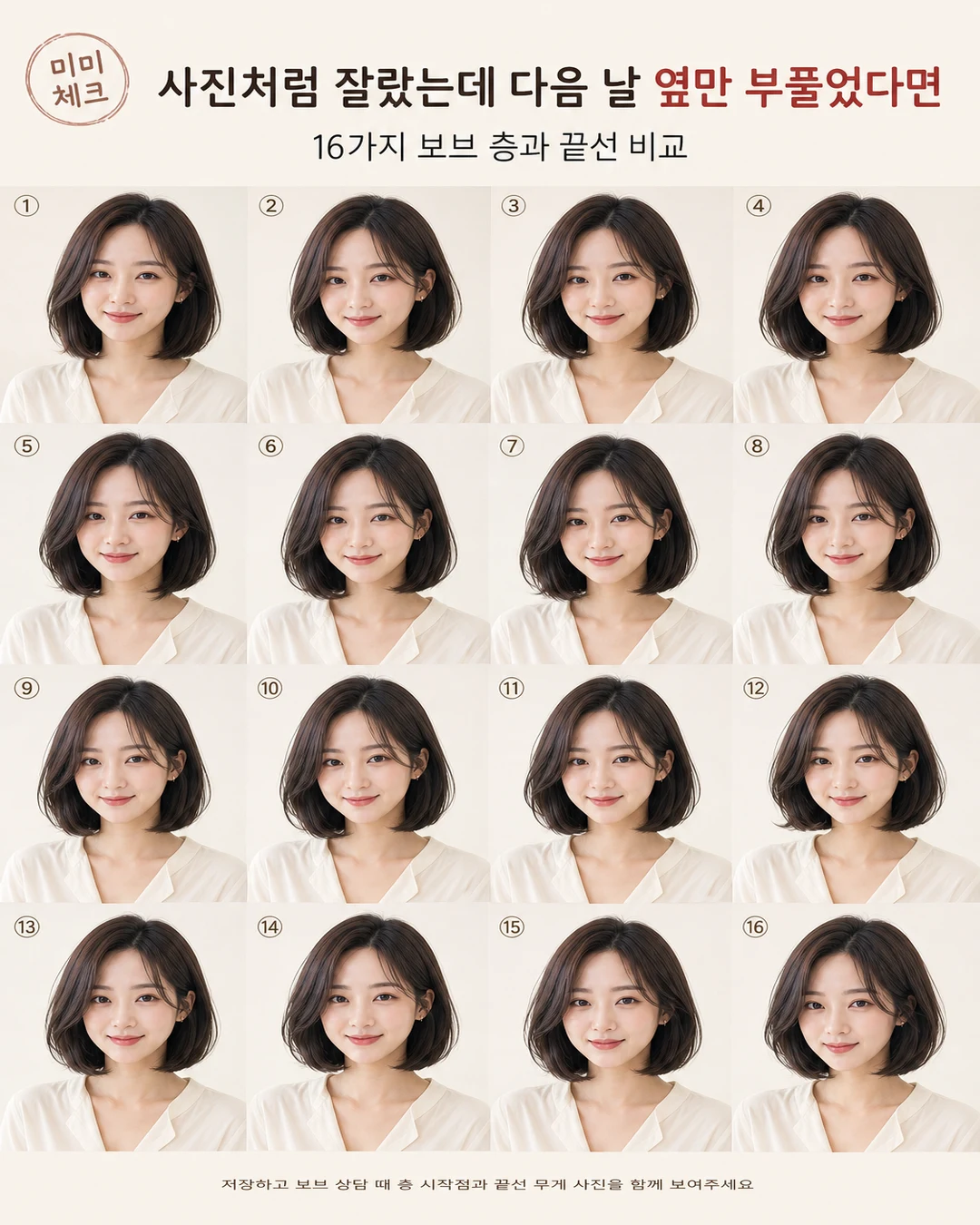 그라데이션 보브 버섯머리, 머리 감은 다음 날 옆만 부풀었다면 스타일요정 미미 4컷