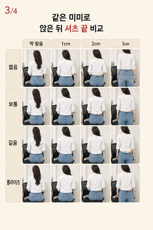 여름 와이드 데님 허리 들뜸, 점심 먹고 나서 셔츠를 빼지 못했다면 실사 미미 비교 3컷