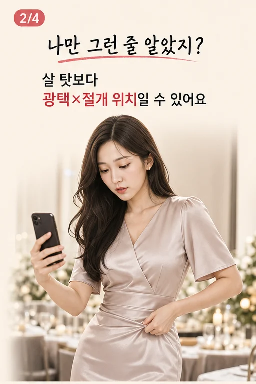 여름 실내 결혼식 하객 원피스, 단체사진에서 새틴 허리 주름만 번쩍여 사진을 지우고 싶다면 미미 공감 2컷
