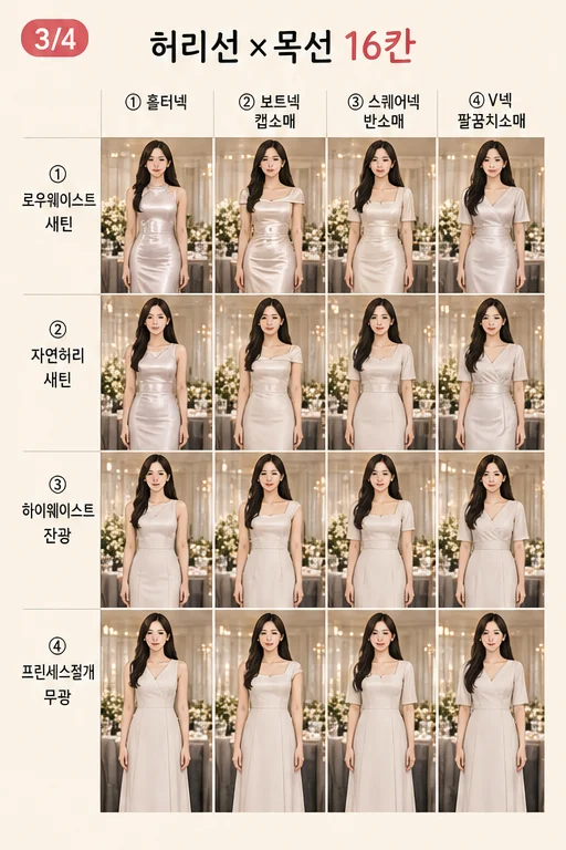 여름 실내 결혼식 하객 원피스, 단체사진에서 새틴 허리 주름만 번쩍여 사진을 지우고 싶다면 실사 미미 비교 3컷