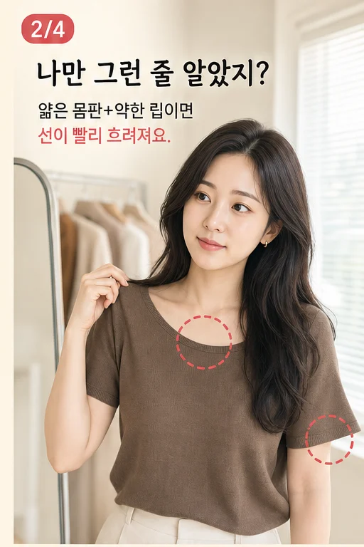 여름 반팔 니트 목 늘어남, 한 번 세탁했는데 출근복이 잠옷처럼 흐물해졌다면 미미 공감 2컷