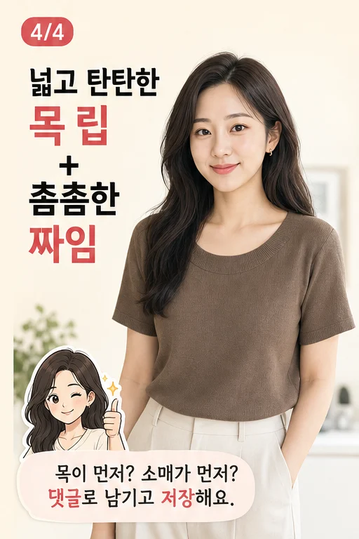 여름 반팔 니트 목 늘어남, 한 번 세탁했는데 출근복이 잠옷처럼 흐물해졌다면 실사 미미 결과 4컷