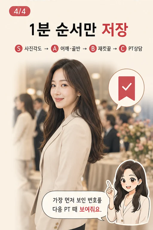 1분 옆모습 옷핏 체크, PT 끊었는데 행사 사진에서 재킷 앞섶과 배 주름이 그대로라 허무하다면 실사 미미 결과 4컷