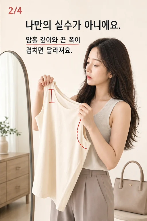 여름 슬리브리스 암홀 속옷 노출, 새 옷 입고 엘리베이터 거울에서 브라가 보여 출근 전에 또 갈아입었다면 미미 공감 2컷