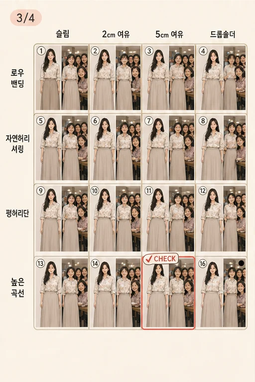 여름 가족모임 맥시스커트 상체 옷핏, 집에 들러 갈아입을 시간 없어 갔는데 단체사진에서 셔츠와 허리 주름만 크게 보인다면 실사 미미 비교 3컷