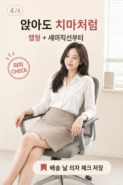 여름 스코트 앞판 벌어짐, 편할 줄 알고 샀는데 회의실에 앉자 속바지가 보여 한 번 입고 손이 안 간다면 실사 미미 결과 4컷