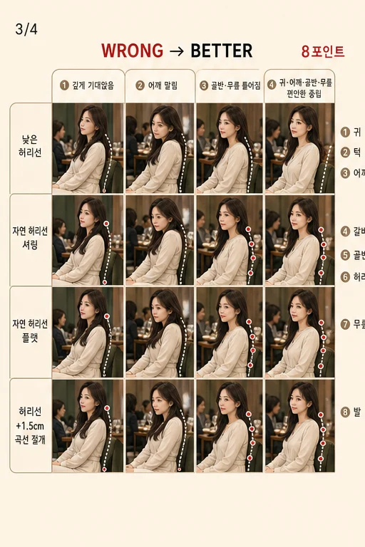 1분 원피스 착석 옆선 체크, PT 끊었는데 동창모임 사진에서 허리선과 무릎 방향이 틀어져 보여 돈과 시간이 허무하다면 실사 미미 비교 3컷
